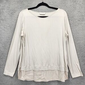 ST EMILE Womens Long Sleeve Layered Hem Tunic Top Beige‎ Size 10 Modal
